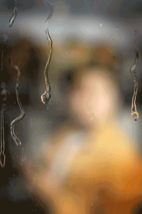 Reflection — moody rainy window portrait